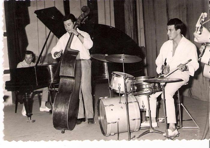 Yann's father Yves Aravit playing drums at the Capitol in Blida, Algérie in 1960.