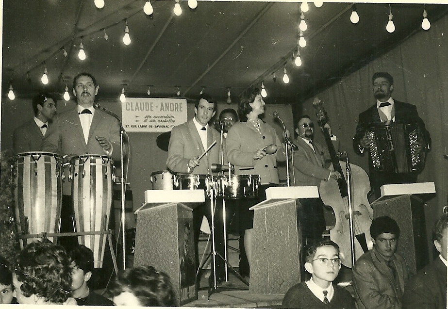 Yann's father Yves Aravit playing timbales in the Claude André Orquestra in Toulouse, France in 1964.